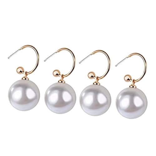 OHPHCALL 2 Paare Große Perlenohrringe Ohrstecker Weiß Damen Schmuck Kreative Ohrdekoration Elegant für Alltag Party Festival von OHPHCALL