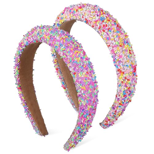 OHPHCALL Modische Stoff-stirnbänder 2 Stück Dicke Stirnbänder Für Damen Nicht Hautpflegend Glitzerndes Haarband-accessoire von OHPHCALL