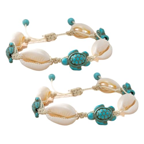 OHPHCALL 2 Stück Boho armband Damen Verstellbare Muschel Schildkröten anklets Strand Schmuck Natürliche Meereselemente Sommer Fußkette Geschenkidee von OHPHCALL