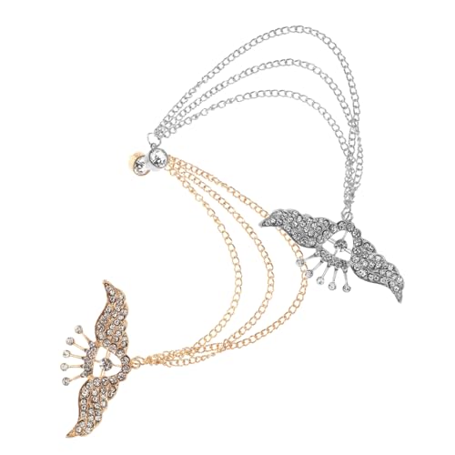 OHPHCALL 2 Stück Brosche mit Quasten und Kettenanhänger mit Funkelnden Strasssteinen Flügel Design Leichte Anstecknadeln für Herren und Damen Vielseitiges Modeaccessoire für Party Hochzeit von OHPHCALL