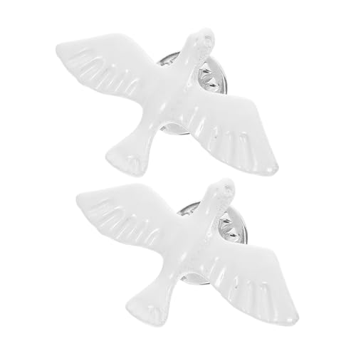 OHPHCALL 2 Stück Broschenzubehör Friedenssymbol Anstecknadel Vogelmodelle Taubenzubehör Mini Vogelornamente Puppenhaus Vogeldekor Taubenfiguren Vogel Reversabzeichen Vogelmodell von OHPHCALL