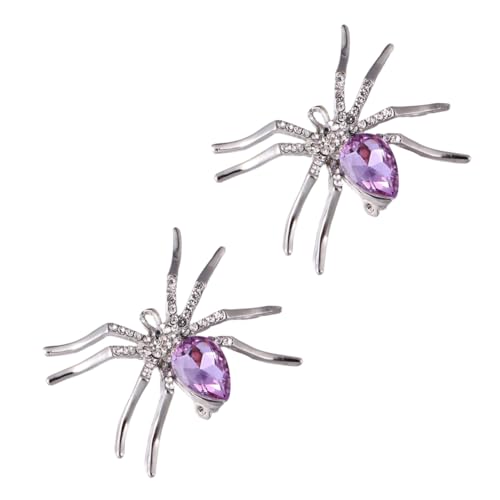 OHPHCALL 2 Stück Halloween Spinnen Brosche aus Legierung mit funkelndem Dekorative Anstecknadeln Vielseitig für Kleidung Taschen Hüte Geschenkidee für Frauen von OHPHCALL