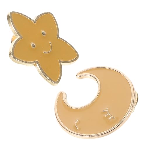 OHPHCALL 2 Stück Japanisch Inspirierte Mond und Sternbroschen aus Langlebiger Zinklegierung Niedliche Emaille Anstecknadeln für Jacken Rucksäcke Hüte Accessoires mit Himmlischem Design von OHPHCALL