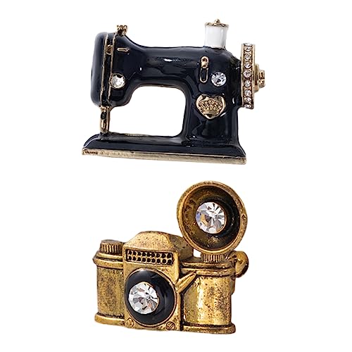 OHPHCALL 2 Stück Kreative Broschen aus Hochwertiger Kamera und Goldfarbener Plattenspieler Anstecker Leichter Pin für Kleidung Vielseitig für Party und Alltag Geeignet von OHPHCALL