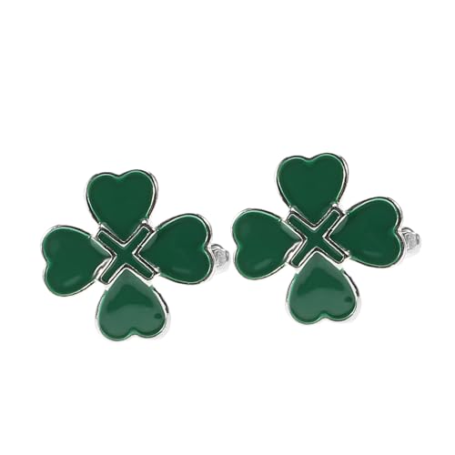 OHPHCALL 2 Stück Manschettenknöpfe Herren Vierblättriges Kleeblatt Design Schmuckstücke Für Business Freizeit Und Festliche Anlässe St Patricks Day Irish Party von OHPHCALL
