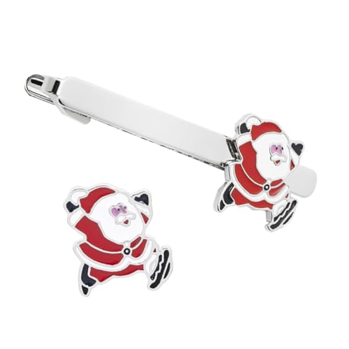 OHPHCALL 2 Stück Mini Santa Claus Krawattenklammern Langlebige Metallclips Klassisches Design Vielseitig für Weihnachtsfeier Stilvolle Herrenmode Einfache Anwendung Modisches Accessoire von OHPHCALL