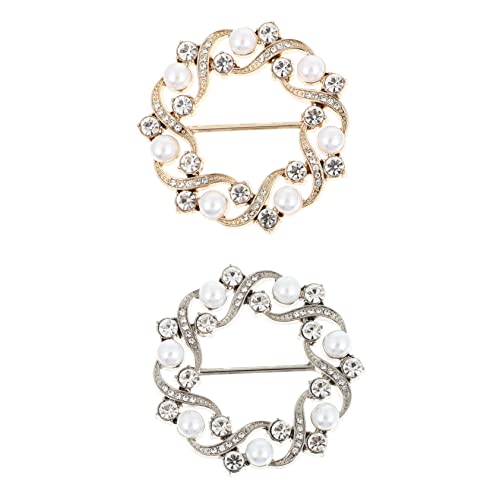 OHPHCALL 2 Stück Modische Schalclip Ringe Strass und Perlen Elegante Kleidung Verschlussclips für Damen Robust und Rostfrei Einfach zu Bedienen und Vielseitig Kombinierbar von OHPHCALL