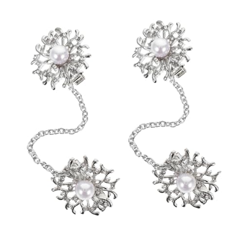 OHPHCALL 2 Stück Pulloverclips mit Retro Perlen Eleganter Strickjacken Kragenclip Legierung Modischer Sicherheitsnadel Broschen für Damen Geeignet für Büro und Freizeitkleidung von OHPHCALL