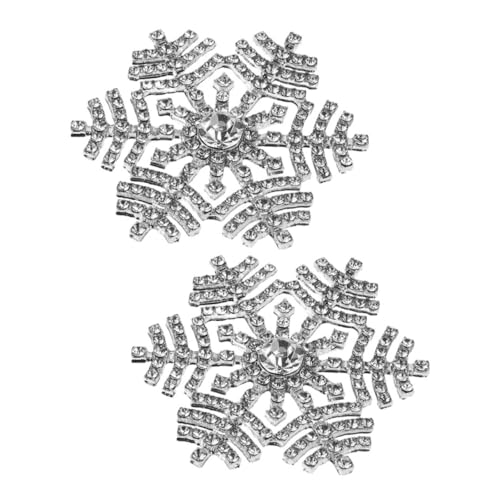 OHPHCALL 2 Stück Rhinestone Schneeflocken Brosche Langlebige Legierung Modische Anstecknadeln Vielseitig für Kleidung Schal Hut Damen Schmuck Silberfarben von OHPHCALL