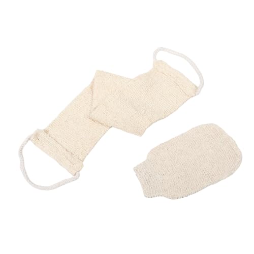 OHPHCALL 2stücke Sisal Peelinghandschuh Und Rückenkratzer Natürliche Körperpeeling-waschlappen Bequeme Duschhandschuhe Für Und Männer Beige Set Für Entspannende von OHPHCALL