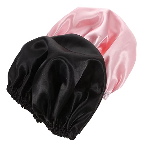 OHPHCALL 2 Stück Satin-haarhaube Für Damen Haarhaube Zum Schlafen Weicher Runder Hut Elastische Spa-haarhaube Schönheitspflege von OHPHCALL
