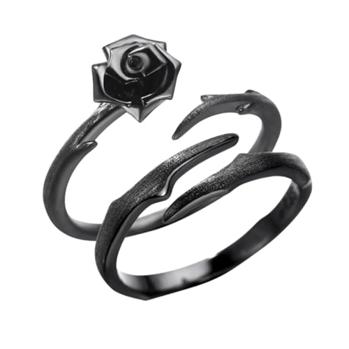 OHPHCALL 2 Stück Sterlingsilber Paarringe Offene Fingerringe Dorn Design Verstellbar Unisex Schmuck Geschenk für Verlobung Festival Alltag von OHPHCALL