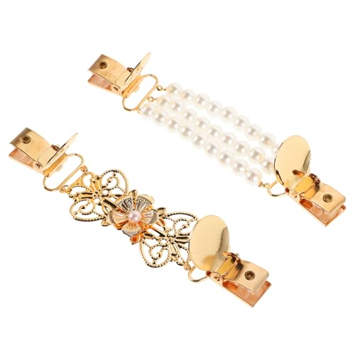 OHPHCALL 2 Stück Teiliges Cardigan Clips mit Dekorativen Perlen Vintage Inspirierte Strickjacken Broschen Vielseitige Schal und Pullover Clips für Damen Stilvolle Kleidungsschmuck von OHPHCALL