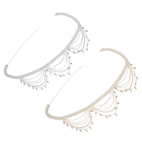 OHPHCALL 2 Stück Teiliges Damen Metall Taillengürtel Ethno-design Mehrschichtige Bauchkette Verstellbar Vielseitig für Kleider Jeans Festivals Partys von OHPHCALL