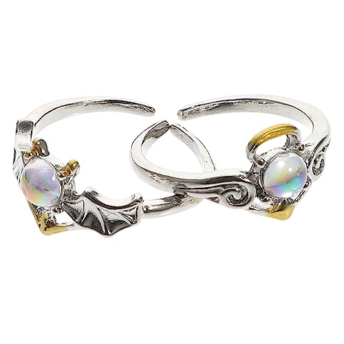 OHPHCALL 2 Stück Verstellbare Damenringe mit Eleganter Verlobungsring für Hochzeit Fein Verarbeitet Angenehm zu Tragen Schmuck für Frauen von OHPHCALL