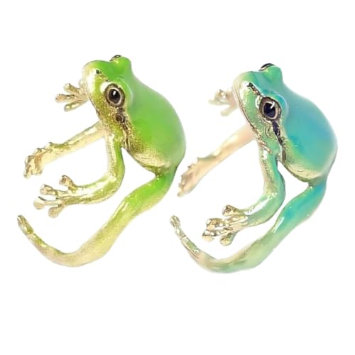 OHPHCALL 2 Stück Verstellbare Frosch Ringe Damen Offenes Design Komfortabler Schmuck Tiermotiv Anpassbar Für Frauen Und Männer Vielseitig Tragbar von OHPHCALL