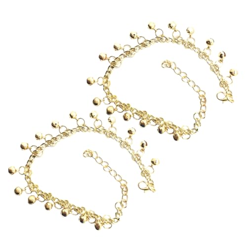 OHPHCALL 2 Stück Verstellbare Fußkettchen mit Glocken Modischer Fußschmuck für Damen Mehrschichtiges Leichtes Schmuck Accessoire mit Klarem für Sommer und Strand von OHPHCALL