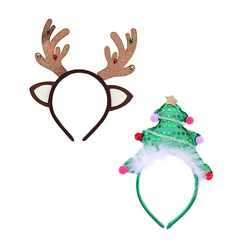 OHPHCALL 1satz Weihnachtsbaum Haarreifen Mit Kreativen Rentiergeweihen Antler Headbands Grün Und Braun Für Festliche Anlässe Party Und Dekoration von OHPHCALL