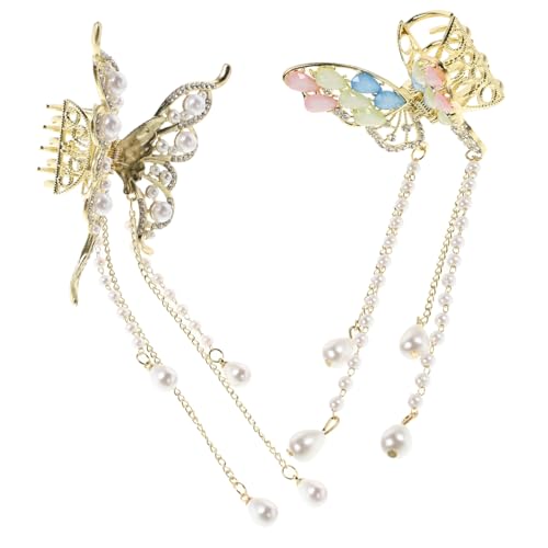 OHPHCALL 2stücke Schmetterlings-haarklammern Mit Schmucksteinen Dekorative Metall-clips Für Dickes Haar Stilvolle Haaraccessoires Für Damen Und Mädchen Für Hochzeiten Und Besondere von OHPHCALL