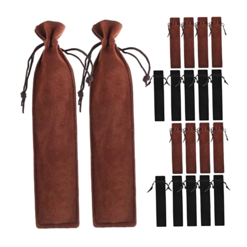 OHPHCALL 20 Stück Doppelseitige Kratzfeste Stifttaschen aus Dickem Samt Elegante Federmäppchen für Geschenkverpackung Handlich und Leicht Praktische Stifthüllen in Schwarz und Braun von OHPHCALL
