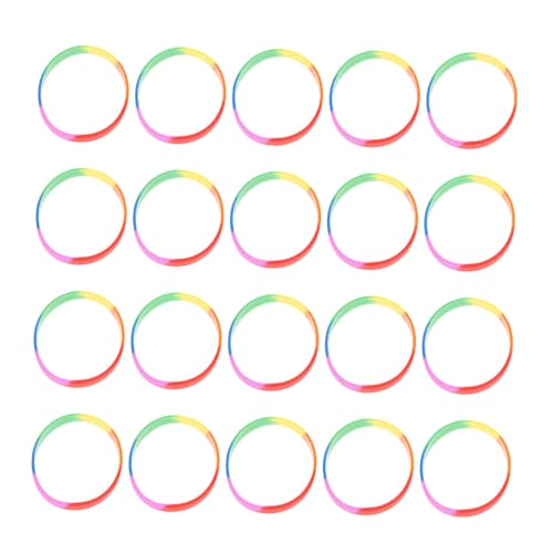 OHPHCALL 20 Stück Teiliges Bunte Silikon Armbänder Regenbogenfarbene Hautfreundliche Handgelenksbänder Langlebig Glänzend Unisex Modisches Accessoire für Damen und Herren von OHPHCALL