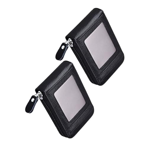 OHPHCALL 2stücke Kreditkartenetui Aus Rindsleder Mit Reißverschluss Mehrfachkarten-geldbörse Für Damen Und Herren Schlanker Karten-Organizer Mit Diebstahlschutz Kompakt Für Ausweise von OHPHCALL