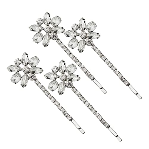 OHPHCALL 2paare Strass-haarnadeln Blumenkopf Bobby Pins Für Frauen Hochzeit Geburtstag Kopfschmuck Silberne Haarspangen von OHPHCALL