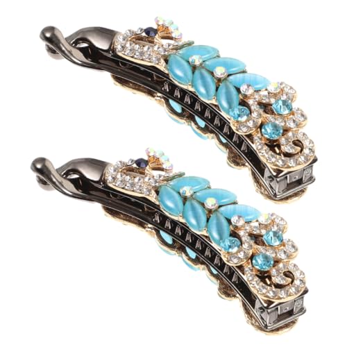 OHPHCALL 2stücke Glitzernde Rhinestone Bananen-haarspangen Elegante Ponytail Für Dünnes Und Dickes Haar Stilvolle Haarklammern Für Damen Und Mädchen von OHPHCALL