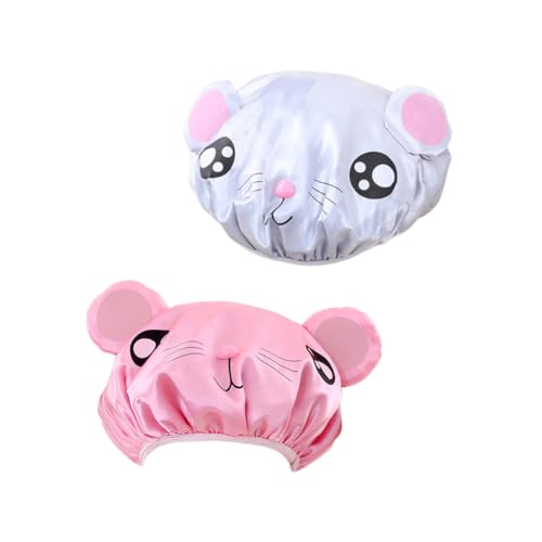 OHPHCALL 2stücke Junge Mädchen-badehut Cartoon-ratten-design Elastisch Für Rosa Ohrenschutz Für Bad Und Dusche Leicht Zu Waschen von OHPHCALL