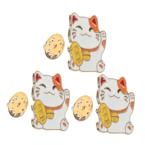 OHPHCALL 3 Stück Japanische Glückskatze Broschen Anstecknadeln Kawaii Cartoon Pins für Kleidung Taschen Hüte Geschenkidee im Japanischen Stil von OHPHCALL