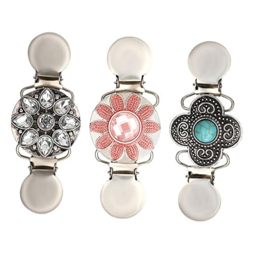 OHPHCALL 3 Stück Teiliges Damen Broschen Hochwertiger Legierung Modische Anstecknadeln und Strickjacken-clips Vielseitige Sicherheitsnadeln für Schal Umhang und Cardigan Geschenkidee für von OHPHCALL