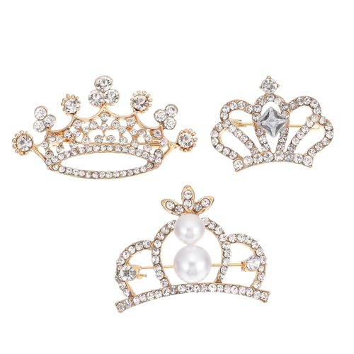OHPHCALL 3 Stück Teiliges Kronen broschen Funkelnden Strasssteinen Modische Dekorative Anstecknadeln für Damen Vielseitig für Kleidung Schals Taschen Eleganter Schmuck von OHPHCALL