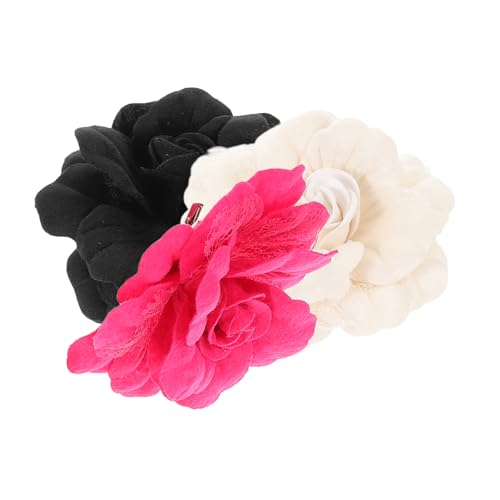 OHPHCALL 3 Stück Teiliges Stoffblumen Broschen und Vielseitig als Ansteck oder Haarschmuck für Damen Auffällige Große Blüte für Hochzeit Party Festliche Anlässe von OHPHCALL