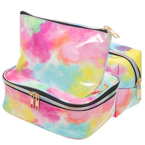 OHPHCALL 3stücke Teiliges Set Tragbare Kosmetiktaschen Im Trendigen Tie-dye Design Vielseitige Organizer Für Toilettenartikel Make-up Und Kleine Gegenstände Für Reisen Und von OHPHCALL