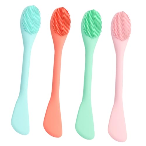 OHPHCALL 4 Stück Silikon Gesichtsreinigungsbürste Doppelköpfig Hautfreundlich für Sanfte Tragbar für Make Up Entferner von OHPHCALL