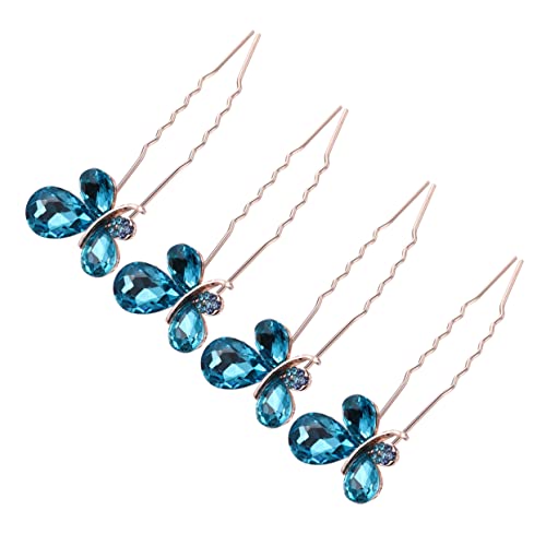OHPHCALL 4stücke U-förmige Kristall-haarspangen Mit Strass- Teiliges Für Hochzeiten Und Partys Blau Eleganter Haarschmuck Für Bräute Und Besondere Anlässe von OHPHCALL