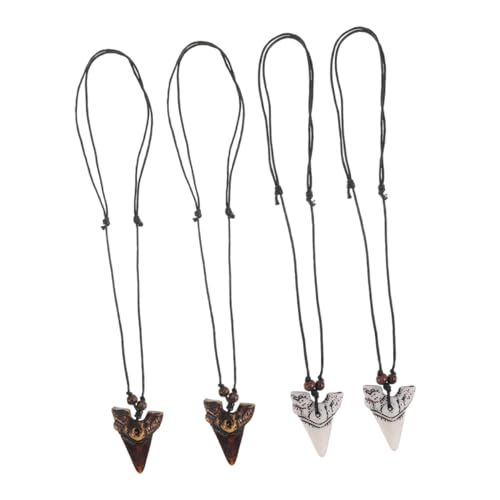 OHPHCALL 4 Stück Teiliges Haifischzahn Halsketten Cooles Schmuck Design für Herren und Damen Unisex Surferkette Robustes Material Vielseitig Tragbar für Strand und Alltag von OHPHCALL