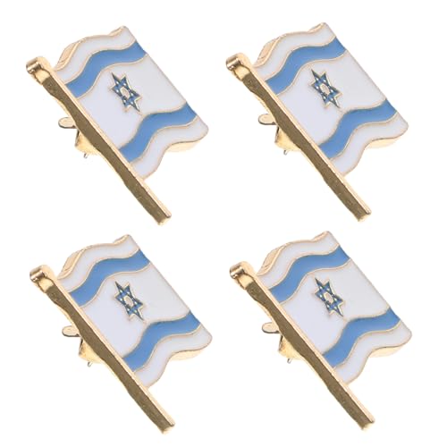 OHPHCALL 4 Stück Teiliges Israelische Flagge Anstecknadeln aus Elegantem Stilvolle Broschen für Anzugjacken Vielseitiges Schmuck Accessoire für Feierlichkeiten und Gedenkanlässe von OHPHCALL