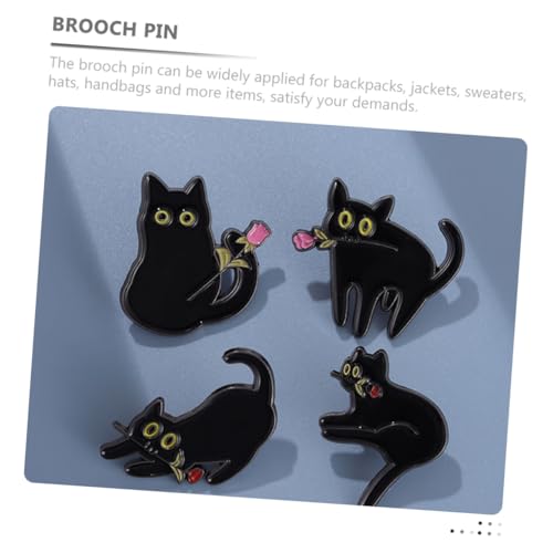 OHPHCALL 4 Stück Teiliges Metallbrosche mit Kreativem Katzenmotiv Langlebig und Modisch Geeignet für Damen Mütze Schal Rucksack und Kleidung Dekorativer Ansteckschmuck von OHPHCALL