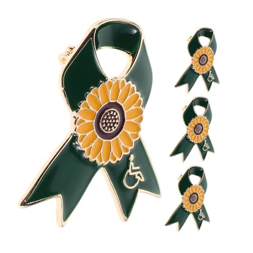 OHPHCALL 4 Stück Teiliges Sonnenblumen Schleifen Abzeichen aus Leichtem Legierungs Disability Awareness Anstecknadel für Freiwillige Charity Event Brosche Gemeinschaft und Inklusion von OHPHCALL