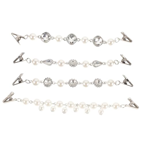OHPHCALL 4 Stück Teiliges Vintage Pullover Clips mit Perlen Elegante Strickjacken Verschlüsse Vielseitige Mantel Schal-broschen für Damen Strapazierfähige Modische Kleidungsklammern von OHPHCALL