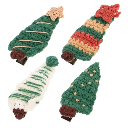OHPHCALL 4stücke Weihnachts-haarclips Mit Weihnachtsbaum-design Niedliche Gestrickte Haarspangen Für Mädchen Für Festlichkeiten Und Besondere Anlässe von OHPHCALL