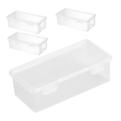 OHPHCALL 4Stücke Große Transparente Bleistiftbox mit Klappverschluss Stapelbare Aufbewahrungslösung für Schreibwaren und Kunstbedarf für Schule von OHPHCALL