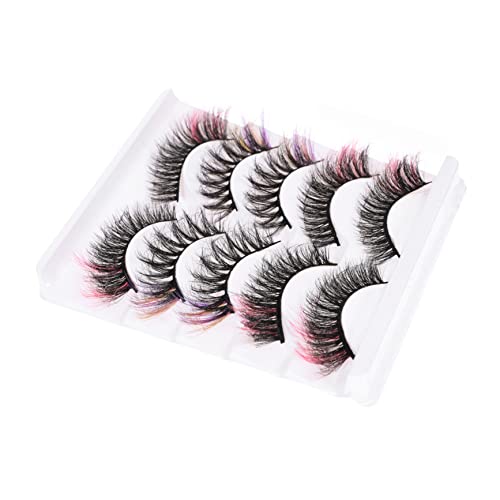 OHPHCALL 5paare Fünf Farbige Falsche Wimpern Für Cosplay Und Besondere Anlässe Mehrschichtige Dicke Überkreuzte Wimpern Für Frauen Und Mädchen Zubehör Für Halloween Partys Und von OHPHCALL