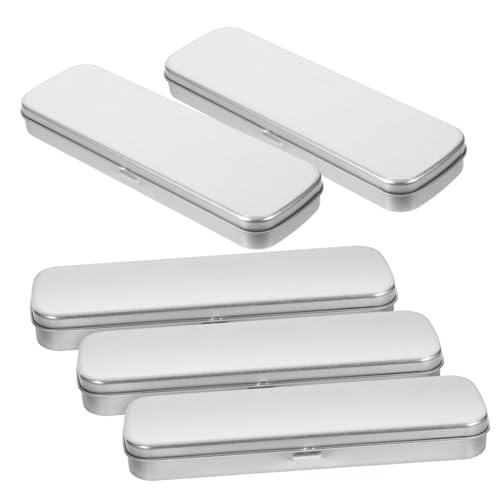 OHPHCALL 5 Stück Metallisches Federmäppchen aus Teiliges Rechteckige Schreibtischbox für Schüler Langlebige und Praktische Aufbewahrung für Stifte und Schreibwaren von OHPHCALL