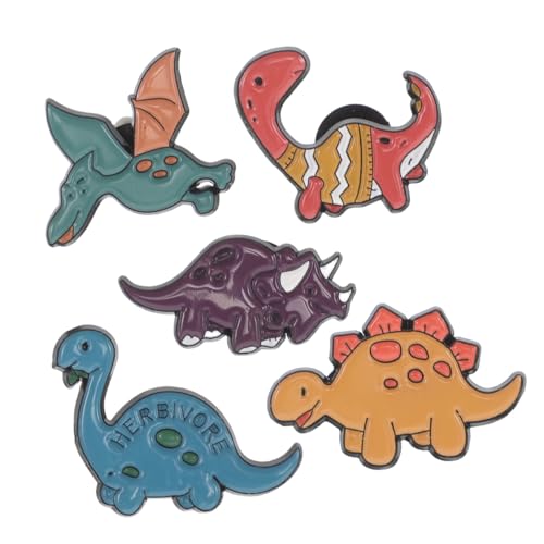 OHPHCALL 5 Stück Teiliges Dinosaurier Emaille Broschen Bunte Anstecknadeln aus Leichtem Legierungsmaterial Süße Tier Motive für Kleidung Rucksack und Tasche für Partys und Geschenke von OHPHCALL