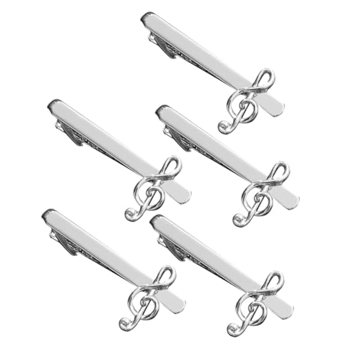 OHPHCALL 5 Stück Teiliges Herren Krawattenclip Metall mit Musiknoten Design Halt Rostfrei Eleganter Business und Hochzeits Accessoire für Hemden und Anzüge von OHPHCALL