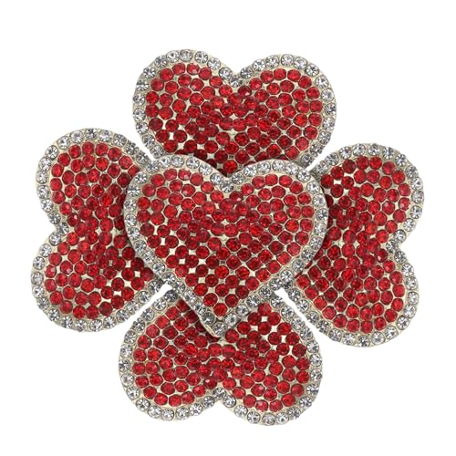 OHPHCALL 5 Stück Teiliges Rote Herz Broschen mit Funkelnden Strasssteinen Langlebige Legierung Vielseitige Anstecknadeln für Damen Eleganter Schal und Mantel Schmuck für Valentinstag und von OHPHCALL