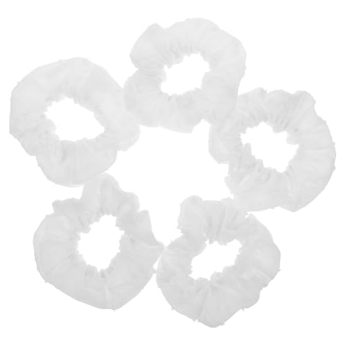 OHPHCALL 5st Haarring Haarband Ein Haargummi Häkeln Haarseile Für Mädchen Haarbänder Masse Haargummis Aus Baumwolle Haargummis Aus Stoff Pferdeschwanzhalter Haargummi Baumwollfabrik Weiß von OHPHCALL