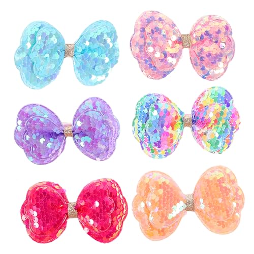 OHPHCALL 6stücke Glitzer Schleifen Haarspangen Für Mädchen Süße Dekorative Haarklammern Aus Sicheren Materialien Für Kleine Prinzessinnen Für Feiern Und Alltag von OHPHCALL